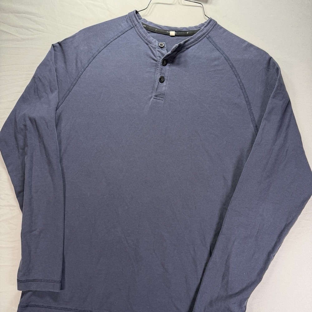 Public Rec Shirt Mens Medium Navy Blue Henley Work Out Stretch Performance